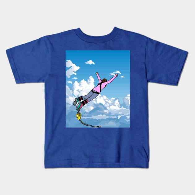 Bungee Jumping Jump To Freedom Kids T-Shirt by flofin